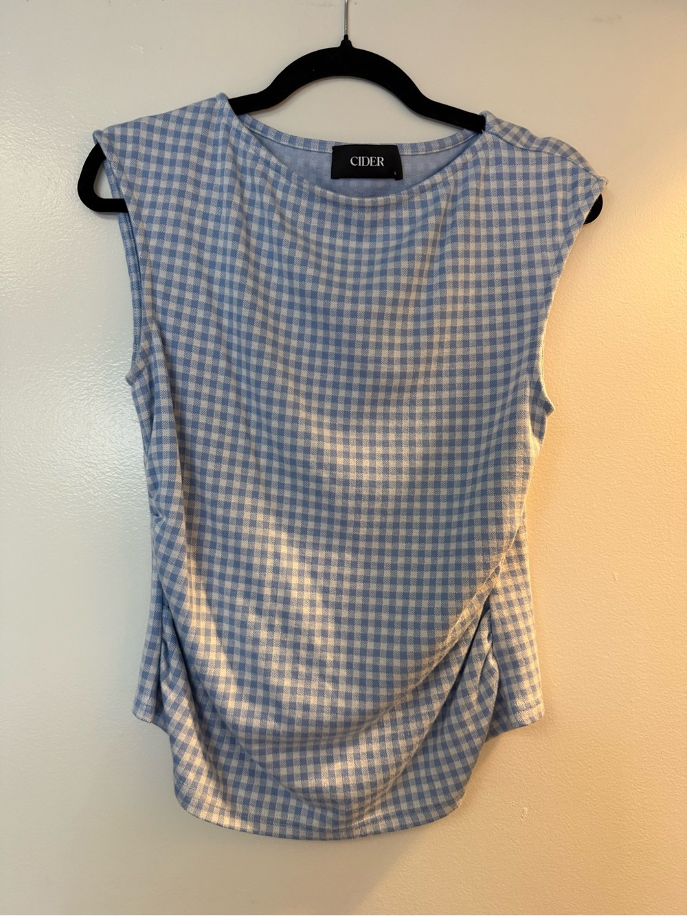 Cider Light Blue Gingham Sleeveless Tank